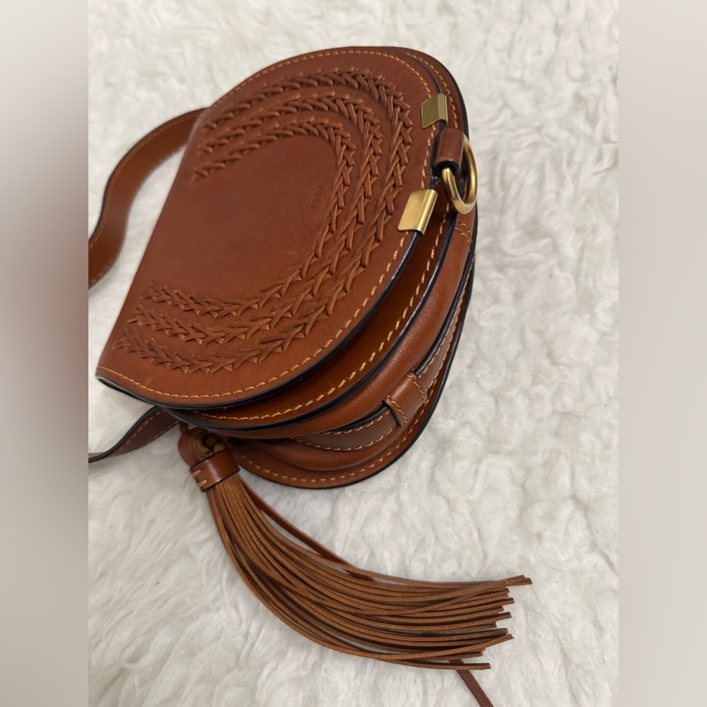 Chloe Marcie Tassel Crossbody Bag Whipstitch Leather Small - Picture 5 of 14